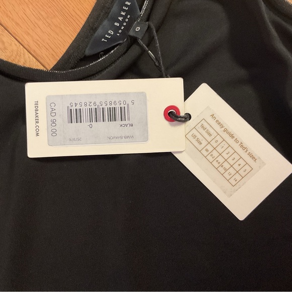 New - Ted Baker Shavon V Neck Tank Top Black with Silver Stitching - Picture 7 of 16